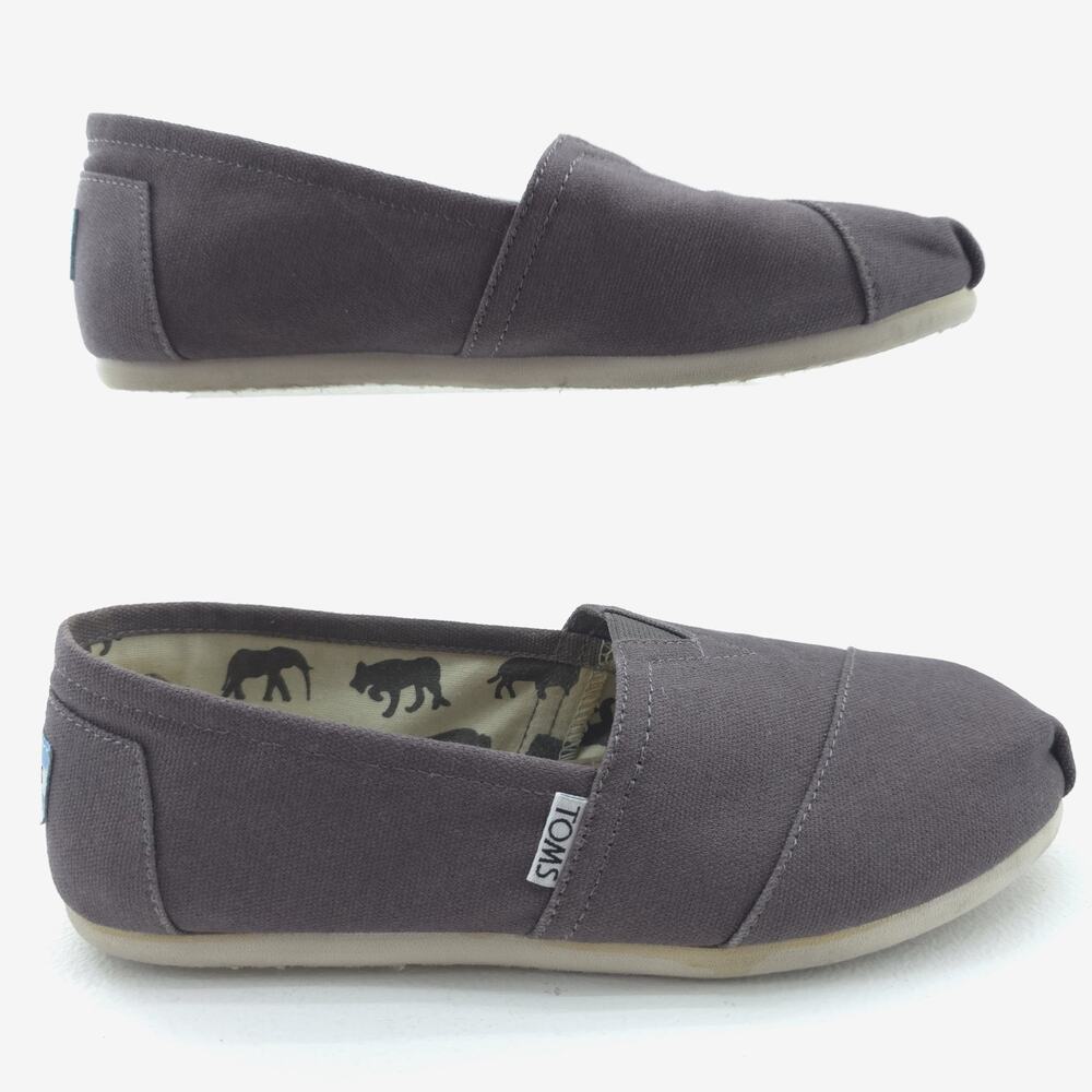 TOMS Classic Alpargata Canvas Slip-On Taupe Brown/Gray Women’s 7.5 Animal Lining